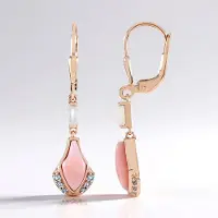 Cavill - Zilveren oorbellen - 925 Sterling Zilver Rosé Verguld - Roze Opalen 4,05 ct Peru - Maansteen en Blauwe Topaas - Druppelvormig Elegant Sieraad