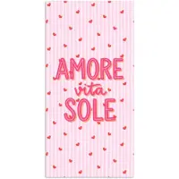 PosterMonkey Poster 40x80 cm - Amore vita sole - Roze - Hartjes - Posters - Kamer decoratie - Wanddecoratie woonkamer - Muurdecoratie slaapkamer