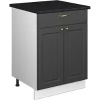 Vicco Onderkast voor spoelbak/kookplaat Fame-Line Anthrazit-Gold Landhaus/Wit 60 cm met lade, WB Antraciet, Model 60945