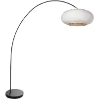 Steinhauer Booglamp Solva Zwart met Linnen Kap Ø60 cm