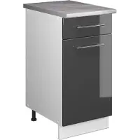 Vicco Onderkast voor spoelbak/kookplaat Fame-Line, Antraciet Hoogglans/Wit, 40 cm, WB Marmer