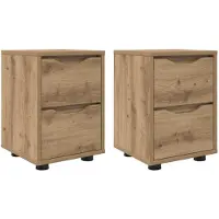 vidaXL - Nachttafels - 2 - st - Artisan - Eiken - 30.5 - x - 30 - x - 43 - cm - Bewerkt - hout
