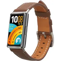 Kwmobile lederen horlogebandje geschikt voor Huawei Band 11 / Band 11 Pro polsband - Echt leren smartwatch bandje - Activity tracker horloge band in bruin
