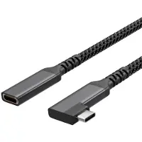 S-Conn --USB-C Verlängerungskabel, USB C Stecker auf USB-C Buchse, 3.2, 90°, PD, Textil, 1,5m