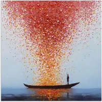 PosterMonkey Poster 75x75 cm - Wolk - Confetti - Boot - Wateroppervlakte - Posters - Kamer decoratie - Wanddecoratie woonkamer - Muurdecoratie slaapkamer