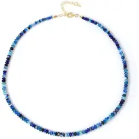 Cavill - Verstelbare Zilveren Ketting met 64,7 Ct Afghaniet - 925 Sterling Zilver Verguld - Luxe Blauwe Parels - Moderne Halsketting Vrouwen