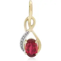 Cavill - Gouden Hanger - 375 Geelgoud - AAA Braziliaanse Rubelliet 0,383 ct - Ovaal Geslepen - Prong Zetting - Elegante Dameshanger - Luxe Sieraad