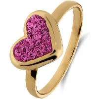 Lucardi Kinder Zilveren goldplated kinderring met roze kristal - Ring - 925 Zilver - Goudkleurig - 15.50 / 49 mm