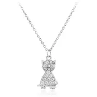 Cavill - Zilveren Dameshalsketting 925 Sterling Zilver - Katten Hanger met 16 Rondgeslepen Zirkonia (0,504 ct) - Elegante Ketting Tanzania