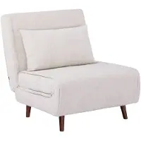 Sweeek Fauteuil van chenille stof met slaapfunctie houten poten Wit