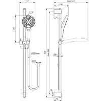 Ideal standard Idealrain Solos - Set douchekop, douchestang en doucheslang, 3 stralen, EcoFlow, chroom A7898AA