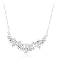 Cavill - Luxe Zilveren Ketting met 24 Witte Baguette Topaas 5,162 ct - 925 Sterling Zilver - Elegante Edelstenen Halsketting 45,5 cm