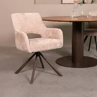 Label51 Bergerac Eetkamerstoel - Naturel - Chenille - Brons Metalen Frame - Stoel - Normale eetkamerstoel