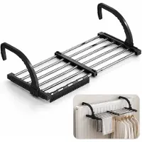 BOTC Droogrek Hangend 64-110cm - Radiatordroogrek - Uitschuifbaar wasrek voor balkon - Wasrek voor balkonreling -6,6m drooglengte