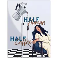 PosterMonkey Poster 60x80 cm - Half human, Half Coffee - Infuus - Koffie - Posters - Kamer decoratie - Wanddecoratie woonkamer - Muurdecoratie slaapkamer