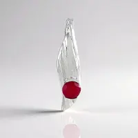 Cavill - Zilveren Hanger - 925 Sterling Zilver Geplatineerd - Frambozen Chalcedoon Cabochon 1,15 ct - Ronde Rode Edelsteen - Luxe Chalcedoon Sieraden