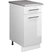 Vicco Onderkast voor spoelbak/kookplaat Fame-Line, Wit Hoogglans/Wit, 40 cm, WB Marmer
