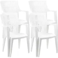 Gerimport tuinstoel Ameland - 4x - wit - kunststof - 63 x 56 x 89 cm - bijzet stoelen