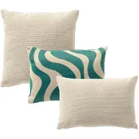 Dutch decor - KUSSENSET - 3-delig - Pure Wave - 45x45 cm, 40x60 cm - inclusief binnenkussens - blauw, wit - Met Ritssluiting – Decoratie set sierussens - Comfortabele kussentjes voor op de Bank