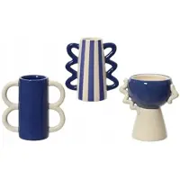 Kaemingk Blauwe decoratieve bloemenhoes met oren 11x15,5 cm