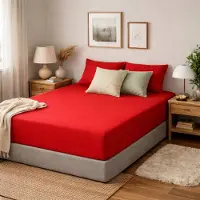 Saphira COMFORT Jersey Hoeslaken – Rood – 120x200 cm – 30 cm Matrashoogte – 100% Katoen – 360° Elastiek Rondom – Glad & Rekbaar
