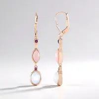 Cavill - Elegante Oorbellen - 925 Sterling Zilver Rosé Verguld - Witte Maansteen 2,52ct & Roze Opalen 0,99ct - Rhodoliet Accenten