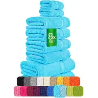 Etérea Himmlische Qualität etérea Carli handdoekenset 8-delig – turquoise – 100% katoen – 500 g/m² – OEKO-TEX Made in Green