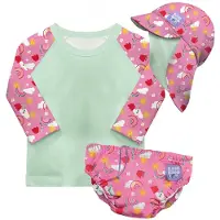 Bambino Mio 3-delige baby zwemset met herbruikbare zwemluier, UV-zwemshirt en zonnehoedje - Happy Days motief