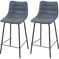 AC-DÉCO “BROOKLYN” barkruk in blauw denim kunstleer 44 x 47 x H66/95 cm
