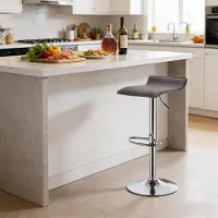 HAUSS SPOLE Barkruk - Draaibare Verstelbare Zitting - Ergonomisch En Comfortabel - Voor Keuken En Bar - Kunstleer Grijs