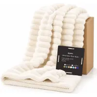 BOTC Luxe Fleece deken - Plaid - Super Zacht, Warm en Donzig - Cadeau - 150x200cm - Gebroken Wit