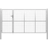 vidaXL Tuinpoort staal 350x175 cm zilver