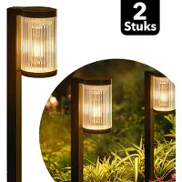 Vicon Solar Tuinverlichting op Zonne energie - 2 Stuks - 12 uur Gebruikstijd - Buitenlamp - Tuinlamp - Tuinfakkels - Lantaarn voor buiten
