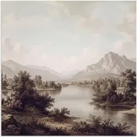 PosterMonkey Poster 50x50 cm - Klassiek - Landschap - Sereen - Posters - Kamer decoratie - Wanddecoratie woonkamer - Muurdecoratie slaapkamer