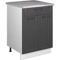 Vicco Onderkast voor spoelbak/kookplaat Fame-Line Donkergrijs/Wit 60 cm met lade, WB Marmer, Model 60972