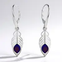 Cavill - Titanium & 925 Sterling Zilver Oorbellen - Blauw Synthetische Steen - Lichtgewicht Blad Design - Allergievriendelijk Elegant Dames Sieraden