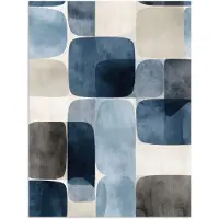 PosterMonkey Poster 90x120 cm - Patroon - Blauw - Vierkanten - Posters - Kamer decoratie - Wanddecoratie woonkamer - Muurdecoratie slaapkamer
