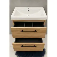 Deftrans Badkamerkastje met wastafel en 2 lades 50x80cm Staand eikenhout Craft Cassandra
