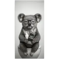 PosterMonkey Poster 40x80 cm - Koala - Bril - Toilet - Posters - Kamer decoratie - Wanddecoratie woonkamer - Muurdecoratie slaapkamer