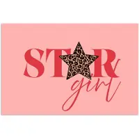 PosterMonkey Poster 60x40 cm - Star girl - Roze - Panter - Ster - Posters - Kamer decoratie - Wanddecoratie woonkamer - Muurdecoratie slaapkamer