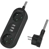 Ginza.se LPS262U, stekkerdoos met 2 stopcontacten + 3 USB-poorten, zwart