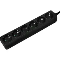 Logilink LPS238B, stekkerdoos, 6 stopcontacten, zonder schakelaar, zwart