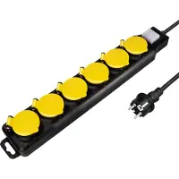 Logilink LPS256: buitenstopcontacten, 6-voudig, zwart, IP44