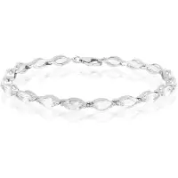 Cavill - Zilveren armband 925 sterling zilver gerhodineerd - 18 Marquise geslepen witte topaas uit Nigeria 10,028 ct - Elegante armband dames 19 cm