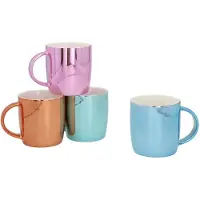Gerimport Koffie / thee mok Metallic - 4x stuks - multi kleuren - 350 ml - mokken - keramiek