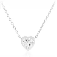 Cavill - Zilveren Halsketting - 925 Sterling Zilver Gerhodineerd - Witte Topaas Hartvorm 1,976 ct - Elegant Sieraad, 45 cm Ketting