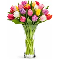 Alessandro bloemenvaas Venecia - transparant glas - H26 cm - Taps uitlopend - steelbloemen en siertakken - boeketvaas