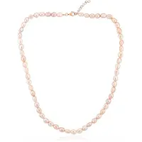 Cavill - Elegante Parelketting - 925 Sterling Zilver - Roségoud Verguld - Roze Zoetwater Parel Fancy Slijpsel - Middellange Ketting Dames