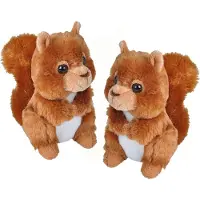 Wild republic 2x stuks pluche rode eekhoorn knuffel 18 cm - Eekhoorns bosdieren knuffels - Speelgoed voor kinderen
