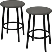 Begryf - Tabouret set van 2 - grijs - rond - zwart metalen frame